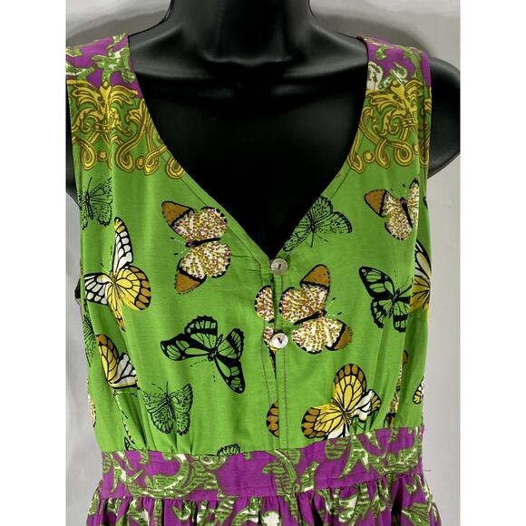 CHANGES By TOGETHER Women's Green Butterfly Mixed Print V-Neck Maxi Dress SZ 6 - Picture 4 of 9